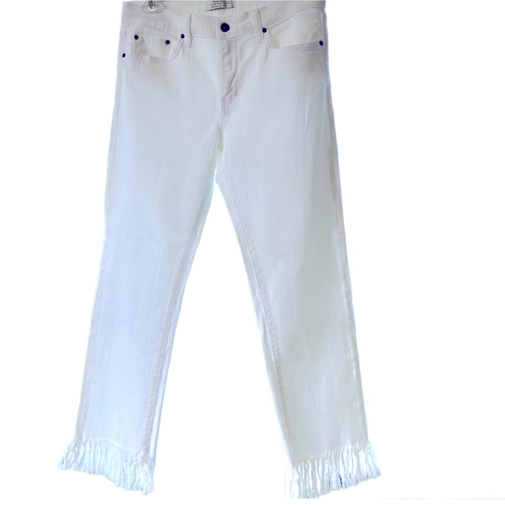 Principle Optimist Fringed Hem White Jeans  Size 31